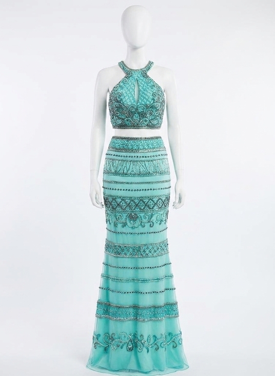 RACHEL ALLAN Dresses & Skirts - NEW RACHEL ALLAN two-piece beaded jersey evening gown in mint